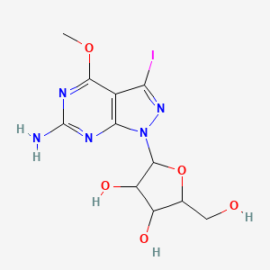 molecular formula C11H14IN5O5 B12103281 6-Amino-3-iodo-4-methoxy-1-(b-D-ribofuranosyl)-1H-pyrazolo[3,4-d]pyrimidine 