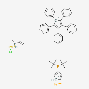 molecular formula C52H54ClFePPd B12103339 But-1-ene;chloropalladium(1+);ditert-butyl(cyclopenta-1,4-dien-1-yl)phosphane;iron(2+);(2,3,4,5-tetraphenylcyclopenta-1,4-dien-1-yl)benzene CAS No. 1252598-33-6