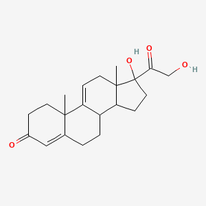 molecular formula C21H28O4 B1210346 Prednisolone, 9(11)-dedihydro-1,2-dihydro-11-dehydroxy- 