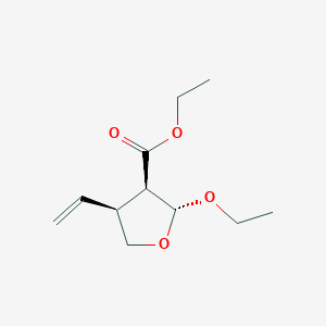 molecular formula C11H18O4 B121036 ethyl (2R,3R,4S)-4-ethenyl-2-ethoxyoxolane-3-carboxylate CAS No. 144874-90-8