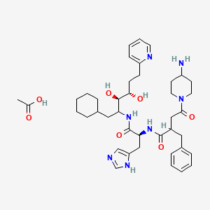 molecular formula C41H59N7O7 B1210365 n|A-[4-(4-aminopiperidin-1-yl)-2-benzyl-4-oxobutanoyl]-n-[(3r,4s)-1-cyclohexyl-3,4-dihydroxy-6-(pyridin-2-yl)hexan-2-yl]-l-histidinamide acetate(1:1) CAS No. 150739-46-1