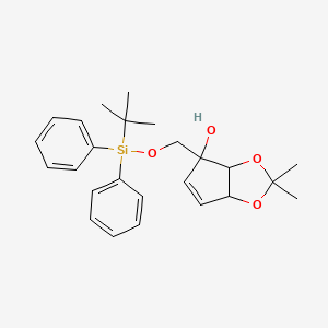 molecular formula C25H32O4Si B12103705 (4R)-4-[[tert-butyl(diphenyl)silyl]oxymethyl]-2,2-dimethyl-3a,6a-dihydrocyclopenta[d][1,3]dioxol-4-ol 