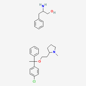 molecular formula C30H39ClN2O2 B1210372 2-Amino-3-phenylpropan-1-ol;2-[2-[1-(4-chlorophenyl)-1-phenylethoxy]ethyl]-1-methylpyrrolidine CAS No. 39471-18-6
