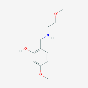 molecular formula C11H17NO3 B12103762 5-Methoxy-2-{[(2-methoxyethyl)amino]methyl}phenol 