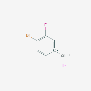 molecular formula C6H3BrFIZn B12103986 zinc;1-bromo-2-fluorobenzene-4-ide;iodide 
