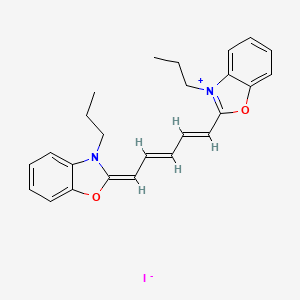 molecular formula C25H27IN2O2 B12104013 3-propyl-2-[(1E,3E)-5-[(2Z)-3-propyl-2,3-dihydro-1,3-benzoxazol-2-ylidene]penta-1,3-dien-1-yl]-1,3-benzoxazol-3-ium iodide 