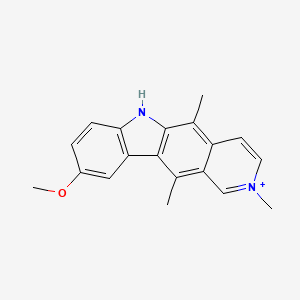 molecular formula C19H19N2O+ B1210407 9-Methoxy-2,5,11-trimethyl-6H-pyrido(4,3-b)carbazolium iodide CAS No. 70173-20-5