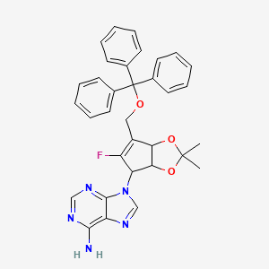molecular formula C33H30FN5O3 B12104074 9-((3aS,4S,6aR)-5-Fluoro-2,2-dimethyl-6-((trityloxy)methyl)-4,6a-dihydro-3aH-cyclopenta[d][1,3]dioxol-4-yl)-9H-purin-6-amine 
