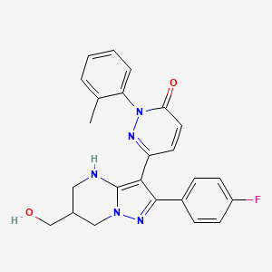 molecular formula C24H22FN5O2 B12104075 6-[2-(4-fluorophenyl)-6-(hydroxymethyl)-4,5,6,7-tetrahydropyrazolo[1,5-a]pyrimidin-3-yl]-2-(2-methylphenyl)pyridazin-3(2H)-one 