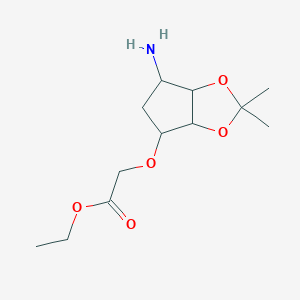 molecular formula C12H21NO5 B12104122 ethyl 2-[(6-amino-2,2-dimethyl-4,5,6,6a-tetrahydro-3aH-cyclopenta[d][1,3]dioxol-4-yl)oxy]acetate 