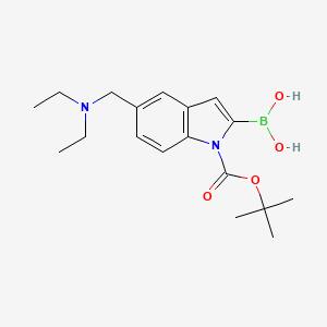 molecular formula C18H27BN2O4 B12104185 1H-Indole-1-carboxylic acid, 2-borono-5-[(diethylamino)methyl]-, 1-(1,1-dimethylethyl) ester 