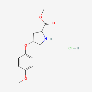 molecular formula C13H18ClNO4 B12104219 Methyl (2S,4S)-4-(4-methoxyphenoxy)-2-pyrrolidinecarboxylate 