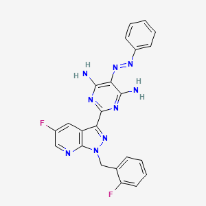 molecular formula C23H17F2N9 B12104309 2-[5-Fluoro-1-(2-fluorobenzyl)-1H-pyrazolo[3,4-b]pyridin-3-yl]-5-[(E)-phenyldiazenyl]pyrimidine-4,6-diamine CAS No. 1350653-29-0
