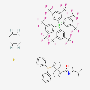 molecular formula C67H54BF24IrNOP- B12104341 (1Z,5Z)-cycloocta-1,5-diene;diphenyl-[9-(4-propan-2-yl-4,5-dihydro-1,3-oxazol-2-yl)spiro[4.4]nona-3,8-dien-4-yl]phosphane;iridium;tetrakis[3,5-bis(trifluoromethyl)phenyl]boranuide 