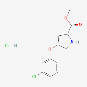 molecular formula C12H15Cl2NO3 B12104349 Methyl 4-(3-chlorophenoxy)pyrrolidine-2-carboxylate;hydrochloride 