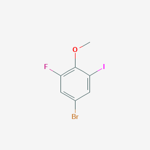 molecular formula C7H5BrFIO B12104469 5-Bromo-1-fluoro-3-iodo-2-methoxy-benzene 