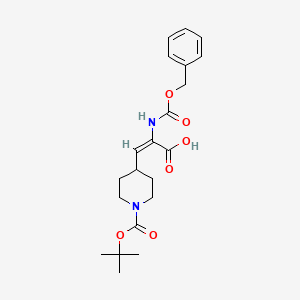molecular formula C21H28N2O6 B12104507 (Z)-2-(Benzyloxycarbonylamino)-3-(1-(tert-butoxycarbonyl)piperidin-4-yl)acrylic acid 