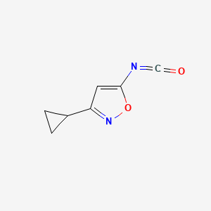 molecular formula C7H6N2O2 B12104585 Isoxazole, 3-cyclopropyl-5-isocyanato-(9CI) 