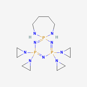 molecular formula C12H26N9P3 B1210459 2,2,4,4-Tetrakis(aziridin-1-yl)-1,3,5,7,12-pentaza-2lambda5,4lambda5,6lambda5-triphosphaspiro[5.6]dodeca-1(6),2,4-triene CAS No. 91489-42-8