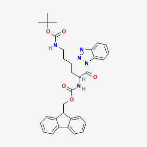 molecular formula C32H35N5O5 B12104631 tert-butyl N-[6-(benzotriazol-1-yl)-5-(9H-fluoren-9-ylmethoxycarbonylamino)-6-oxohexyl]carbamate 