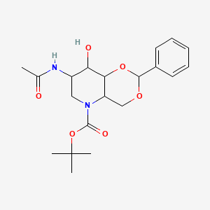 molecular formula C20H28N2O6 B12104658 Tert-butyl 7-acetamido-8-hydroxy-2-phenyl-4,4a,6,7,8,8a-hexahydro-[1,3]dioxino[5,4-b]pyridine-5-carboxylate 