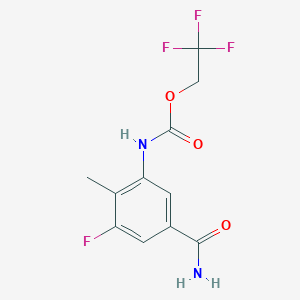 molecular formula C11H10F4N2O3 B12104665 2,2,2-trifluoroethyl N-(5-carbamoyl-3-fluoro-2-methylphenyl)carbamate 