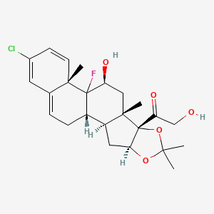 molecular formula C24H30ClFO5 B1210471 1-[(1S,2S,4S,8S,9S,11S,13S)-16-chloro-12-fluoro-11-hydroxy-6,6,9,13-tetramethyl-5,7-dioxapentacyclo[10.8.0.02,9.04,8.013,18]icosa-14,16,18-trien-8-yl]-2-hydroxyethanone 