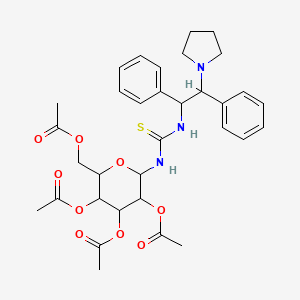 molecular formula C33H41N3O9S B12104742 N-[(1R,2R)-1,2-Diphenyl-2-(1-pyrrolidinyl)ethyl]-N'-(2,3,4,6-tetra-O-acetyl-beta-D-glucopyranosyl)thiourea 