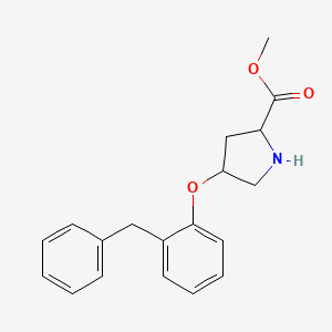molecular formula C19H21NO3 B12104884 Methyl 4-(2-benzylphenoxy)pyrrolidine-2-carboxylate 