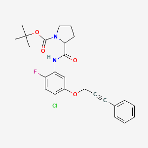 molecular formula C25H26ClFN2O4 B12104989 Tert-butyl 2-[[4-chloro-2-fluoro-5-(3-phenylprop-2-ynoxy)phenyl]carbamoyl]pyrrolidine-1-carboxylate 