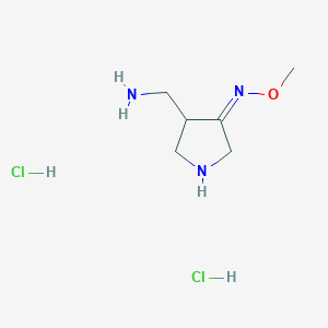 molecular formula C6H15Cl2N3O B12104990 4-Aminomethyl-pyrrolidin-3-one-methyloxime 2HCl 