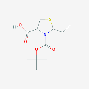 molecular formula C11H19NO4S B12105041 2-Ethyl-3-[(2-methylpropan-2-yl)oxycarbonyl]-1,3-thiazolidine-4-carboxylic acid 
