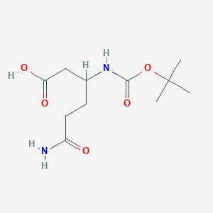 molecular formula C11H20N2O5 B12105076 (R)-6-Amino-3-((tert-butoxycarbonyl)amino)-6-oxohexanoic acid 