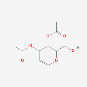 molecular formula C10H14O6 B12105137 [3-acetyloxy-2-(hydroxymethyl)-3,4-dihydro-2H-pyran-4-yl] acetate 