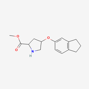 molecular formula C15H19NO3 B12105194 methyl 4-(2,3-dihydro-1H-inden-5-yloxy)pyrrolidine-2-carboxylate 