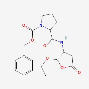 molecular formula C19H24N2O6 B12105315 Benzyl 2-[(2-ethoxy-5-oxooxolan-3-yl)carbamoyl]pyrrolidine-1-carboxylate 