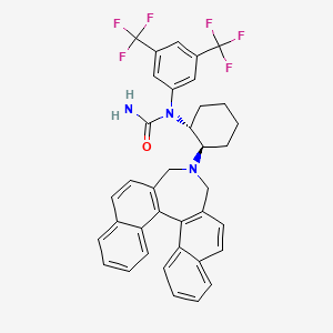 molecular formula C37H31F6N3O B12105356 1-[(1R,2R)-2-(13-azapentacyclo[13.8.0.02,11.03,8.018,23]tricosa-1(15),2(11),3,5,7,9,16,18,20,22-decaen-13-yl)cyclohexyl]-1-[3,5-bis(trifluoromethyl)phenyl]urea 