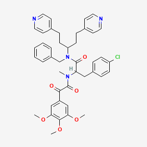 molecular formula C43H45ClN4O6 B12105367 N-benzyl-3-(4-chlorophenyl)-N-(1,5-dipyridin-4-ylpentan-3-yl)-2-[methyl-[2-oxo-2-(3,4,5-trimethoxyphenyl)acetyl]amino]propanamide 