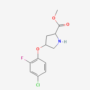 molecular formula C12H13ClFNO3 B12105377 Methyl 4-(4-chloro-2-fluorophenoxy)pyrrolidine-2-carboxylate 