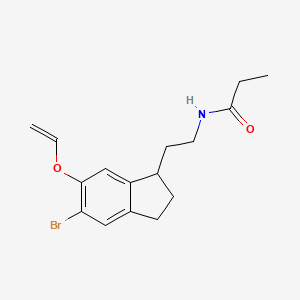 molecular formula C16H20BrNO2 B12105481 N-[2-(5-bromo-6-ethenoxy-2,3-dihydro-1H-inden-1-yl)ethyl]propanamide 
