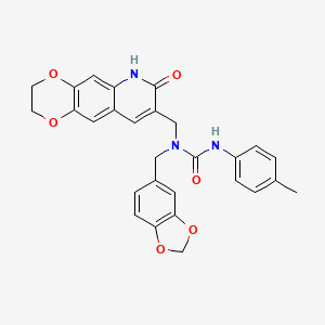 1-(1,3-benzodioxol-5-ylmethyl)-3-(4-methylphenyl)-1-[(7-oxo-3,6-dihydro-2H-[1,4]dioxino[2,3-g]quinolin-8-yl)methyl]urea