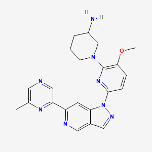 molecular formula C22H24N8O B12105696 1-[3-Methoxy-6-[6-(6-methylpyrazin-2-yl)pyrazolo[4,3-c]pyridin-1-yl]pyridin-2-yl]piperidin-3-amine 