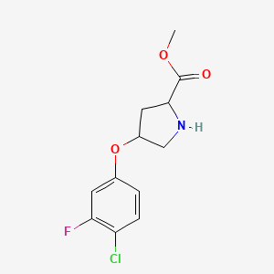 molecular formula C12H13ClFNO3 B12105698 (2S,4S)-Methyl 4-(4-chloro-3-fluorophenoxy)pyrrolidine-2-carboxylate 