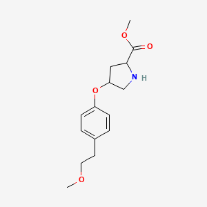 molecular formula C15H21NO4 B12105827 Methyl 4-[4-(2-methoxyethyl)phenoxy]pyrrolidine-2-carboxylate 