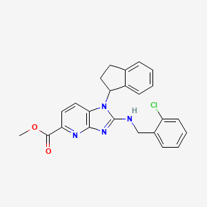 molecular formula C24H21ClN4O2 B12105861 Methyl (R)-2-((2-chlorobenzyl)amino)-1-(2,3-dihydro-1H-inden-1-yl)-1H-imidazo[4,5-b]pyridine-5-carboxylate 