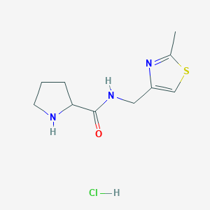 molecular formula C10H16ClN3OS B12105885 N-[(2-methyl-1,3-thiazol-4-yl)methyl]pyrrolidine-2-carboxamide;hydrochloride 