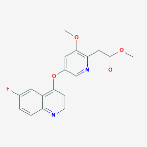 molecular formula C18H15FN2O4 B12105909 Methyl 2-(5-((6-fluoroquinolin-4-yl)oxy)-3-methoxypyridin-2-yl)acetate 