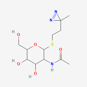 molecular formula C12H21N3O5S B12105928 N-[4,5-dihydroxy-6-(hydroxymethyl)-2-[2-(3-methyldiazirin-3-yl)ethylsulfanyl]oxan-3-yl]acetamide 