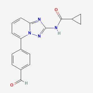 molecular formula C17H14N4O2 B12105997 N-(5-(4-formylphenyl)-[1,2,4]triazolo[1,5-a]pyridin-2-yl)cyclopropanecarboxamide 