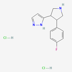 molecular formula C13H16Cl2FN3 B12106231 3-((3S,4R)-4-(4-Fluorophenyl)pyrrolidin-3-yl)-1H-pyrazole dihydrochloride 